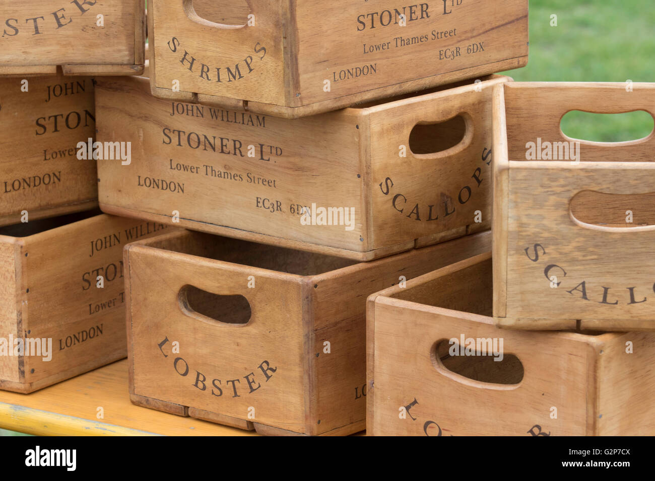 Antique style wooden boxes. England, UK Stock Photo Alamy