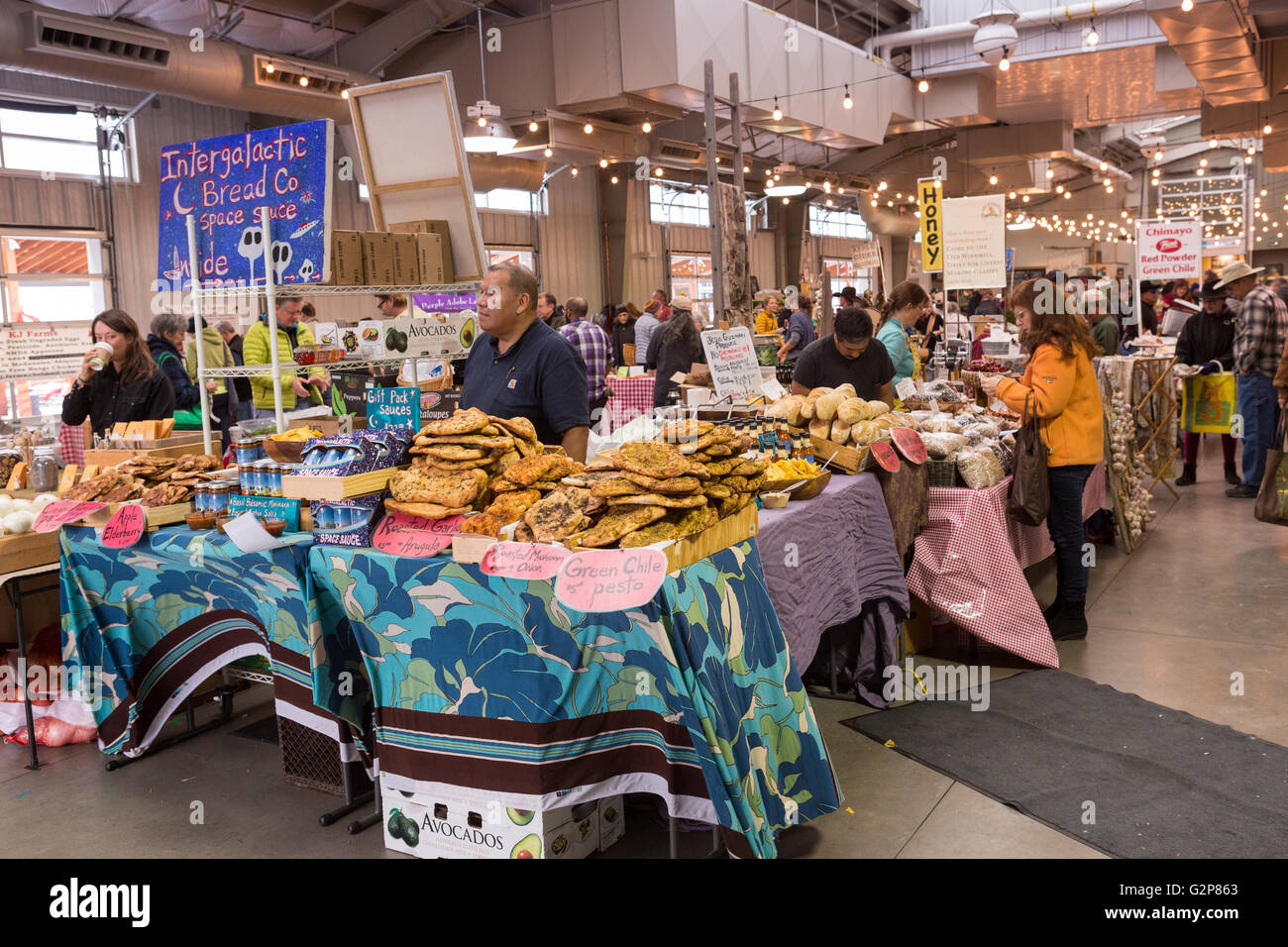 Venders selling locally produced items at the Santa Fe Farmers Market