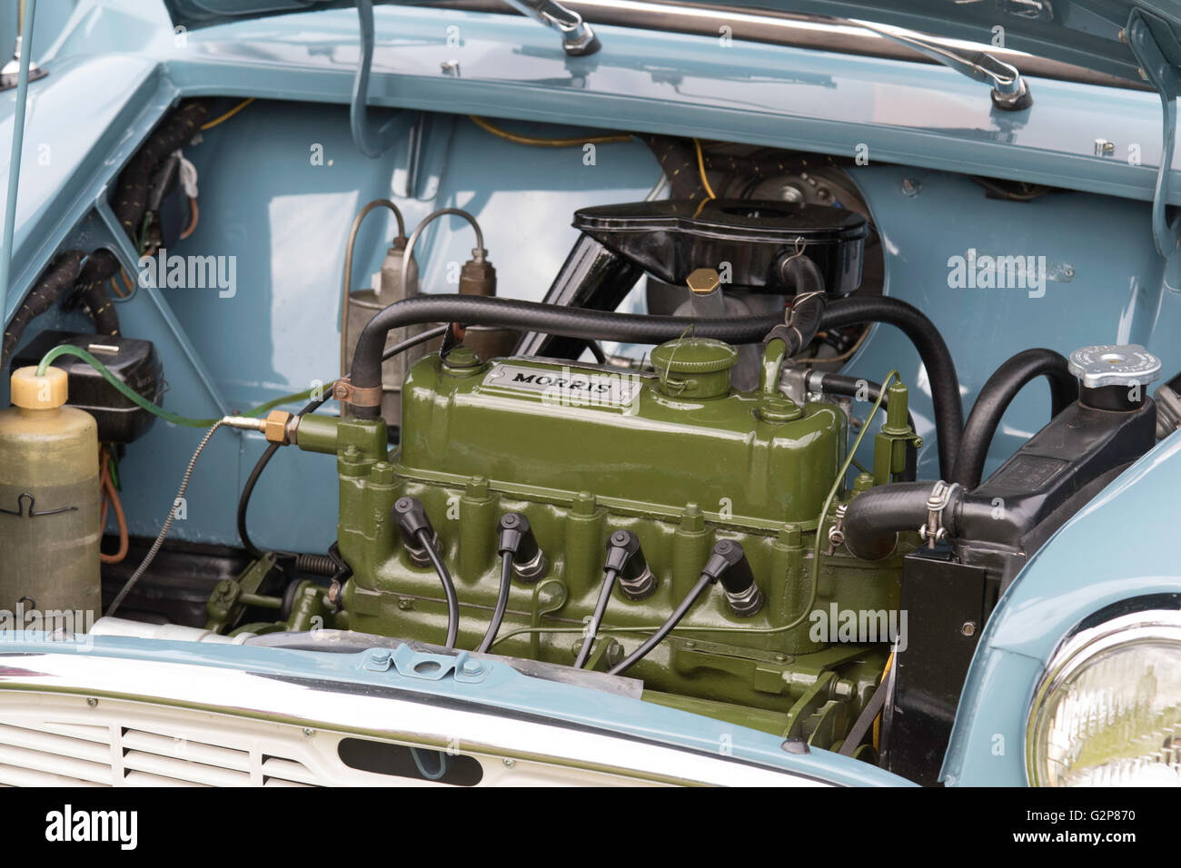 Early 1960s BMC Mini, Morris petrol engine, England, UK Stock Photo