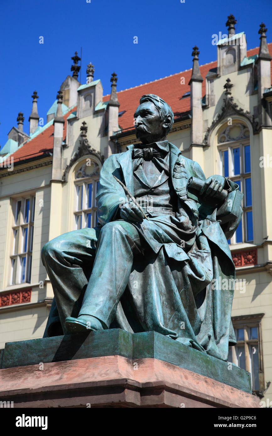 Alexander Fredro Monument at Market square Rynek, Wroclaw, Silesia, Poland, Europe Stock Photo