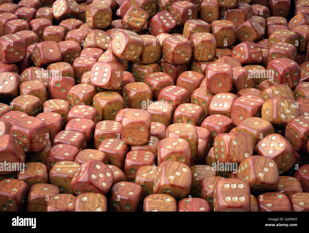 Pile of wooden dice Stock Photo