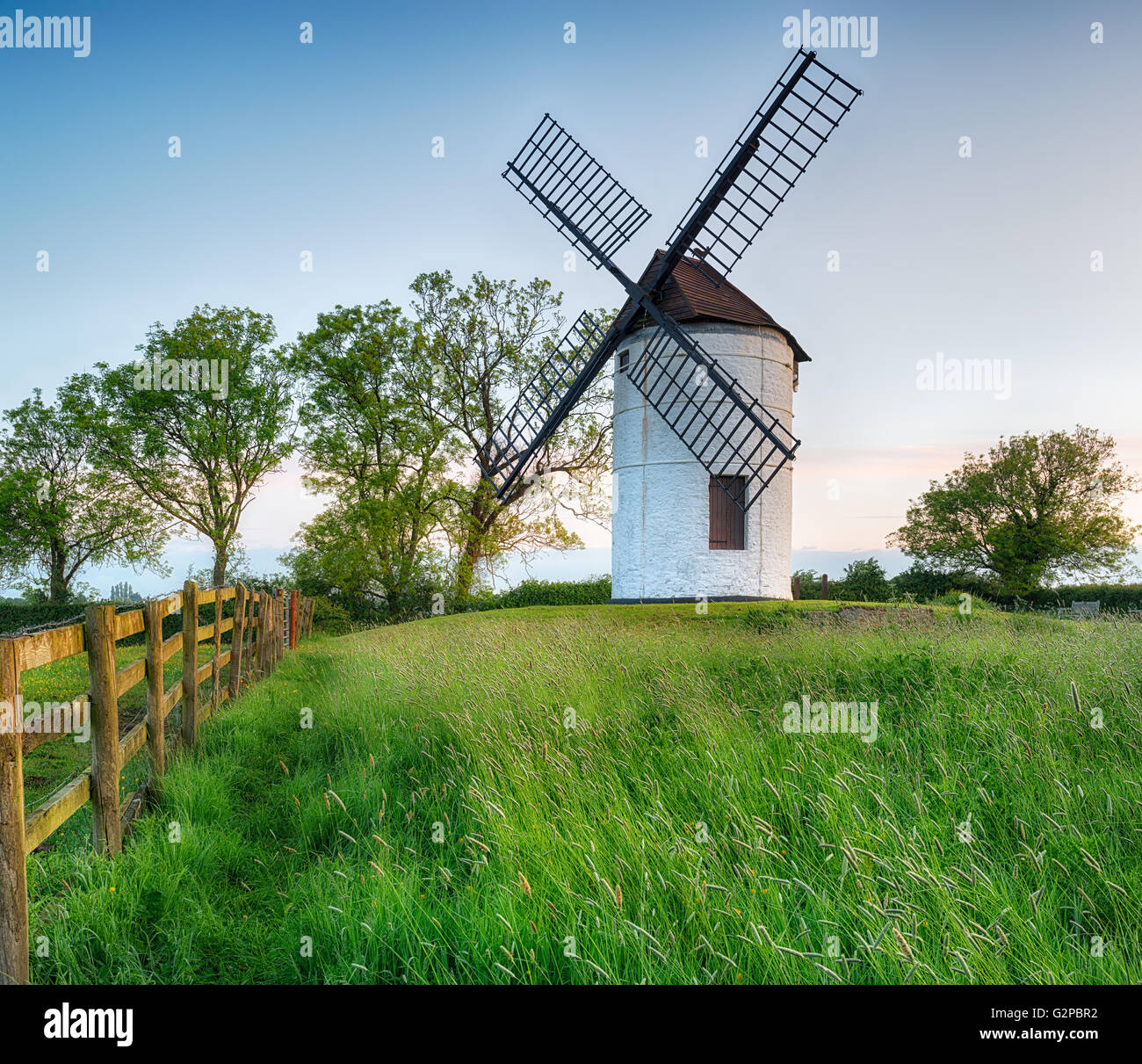 Ashton Windmill, an 18th century tower mill near Chapel Allerton in Somerset Stock Photo