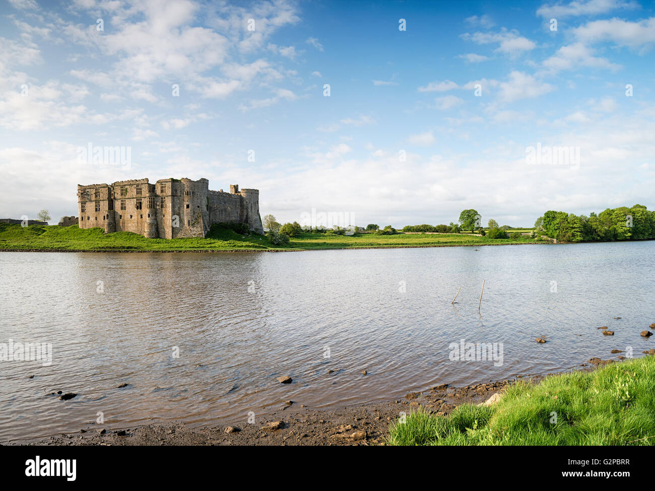 The castle at Carew in Pembrokeshire in Wales Stock Photo