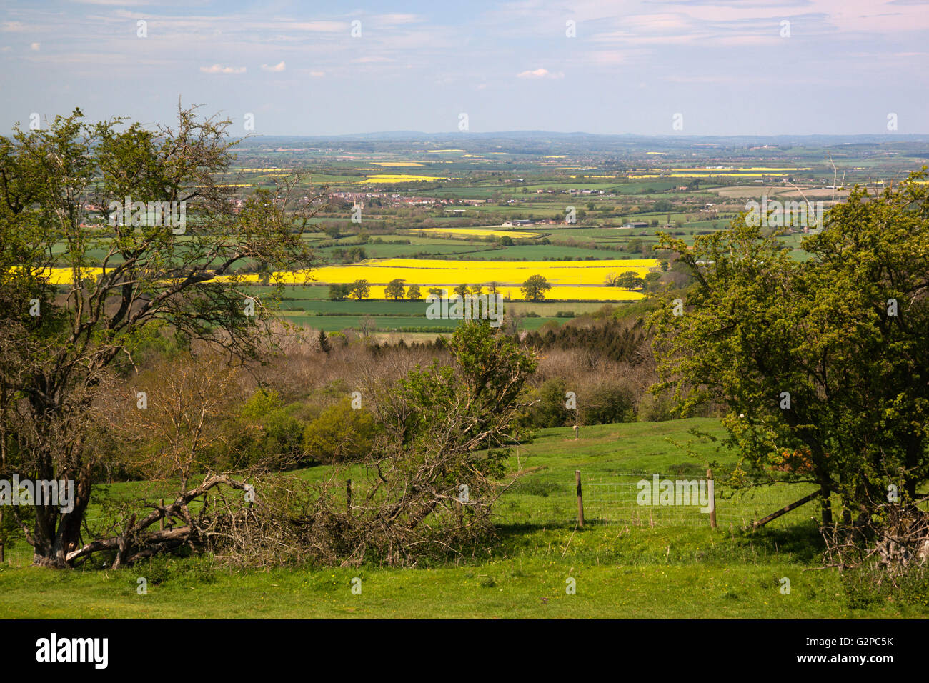 View from Dover's Hill over Vale of Evesham, Chipping Campden, Cotswolds, Gloucestershire, England, United Kingdom, Europe Stock Photo