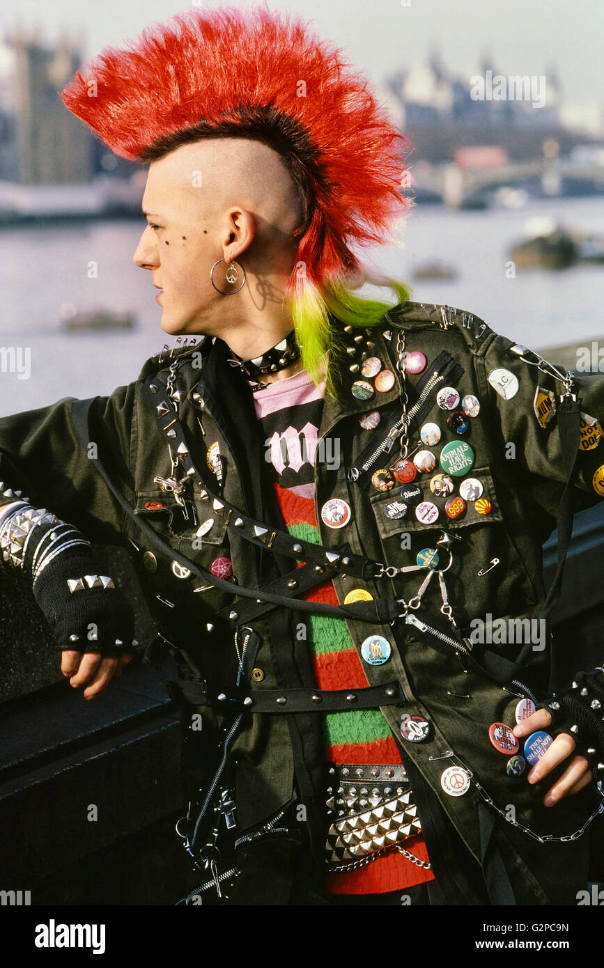 Punk rocker Matt Belgrano, 'the gentleman punk'. London, England, UK, Circa 1980's Stock Photo