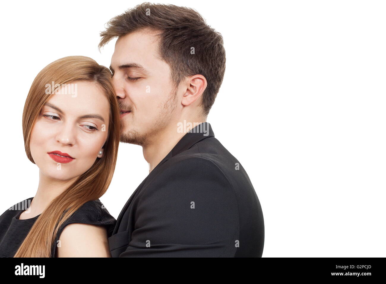 Pair of young lovers enjoying a moment of love Stock Photo