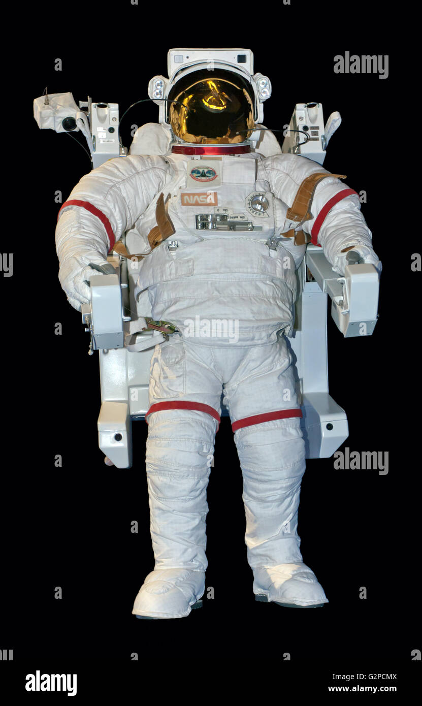 A NASA extravehicular mobility unit (space suit), used in the Space Shuttle  program and on the ISS Stock Photo - Alamy