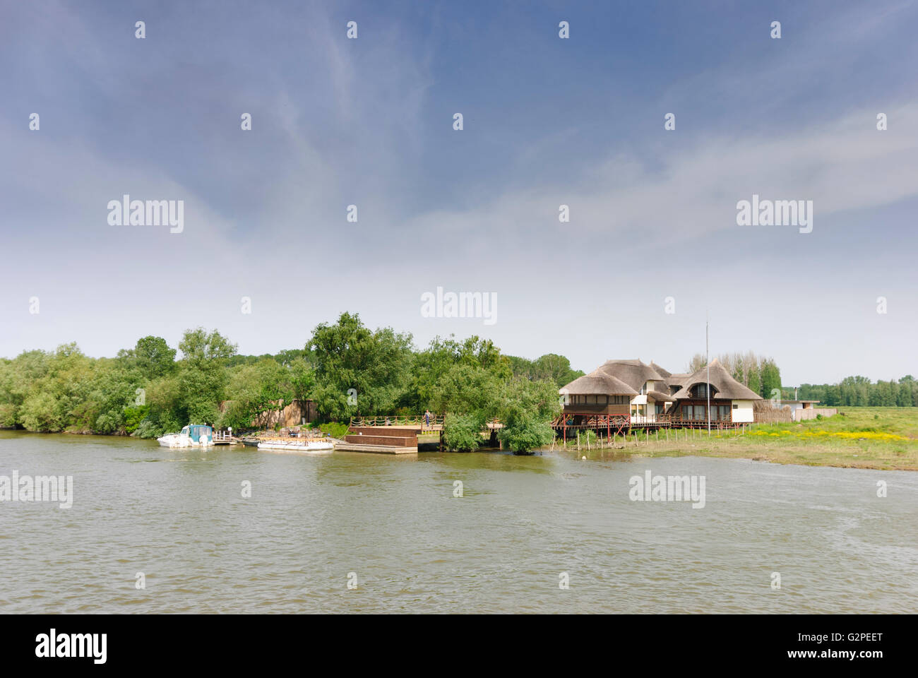 Tourist camp in the Danube Delta, Romania, Dobrogea, Dobruja, Dobrudscha , Stock Photo
