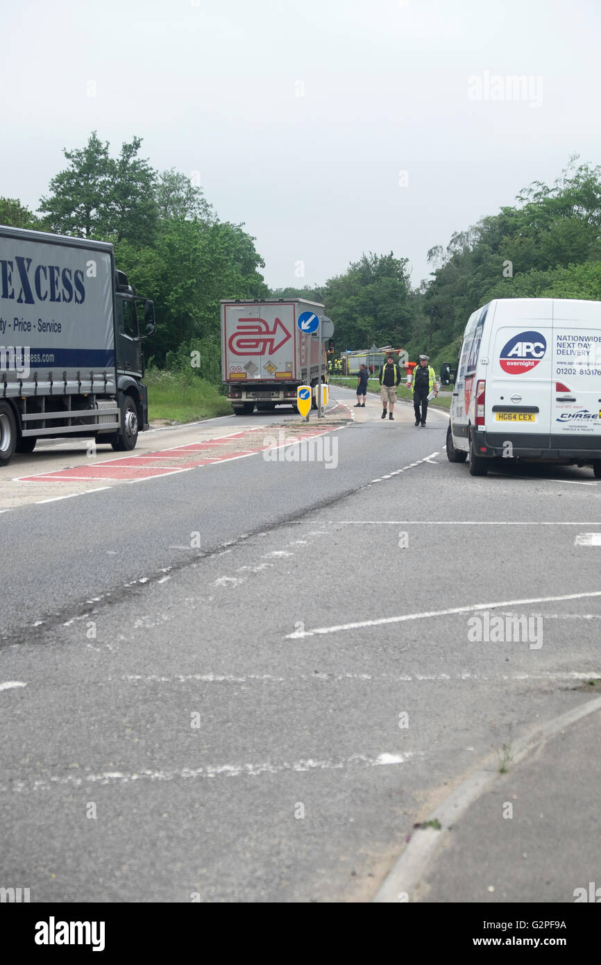 A338 closed after a serious accident Stock Photo