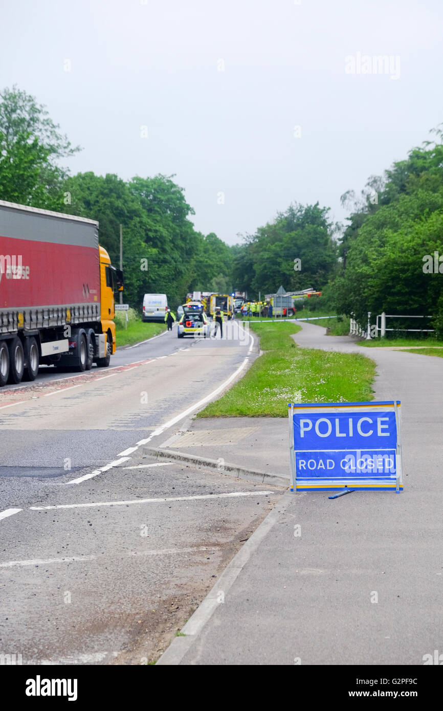 A338 closed after a serious accident Stock Photo