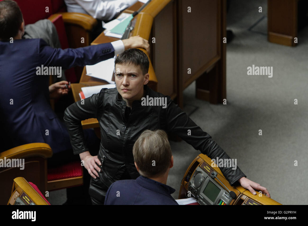 Kyiv, Ukraine. 2nd June, 2016. NADIYA SAVCHENKO(L) talks to another ...