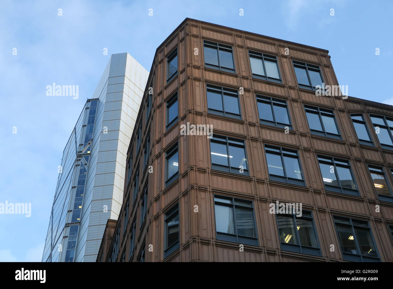 Large commercial buildings against sky, architecture Stock Photo