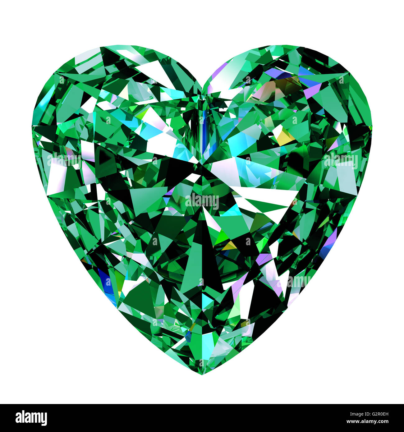 Green Emerald Heart On White Background. 3D Illustration Stock Photo