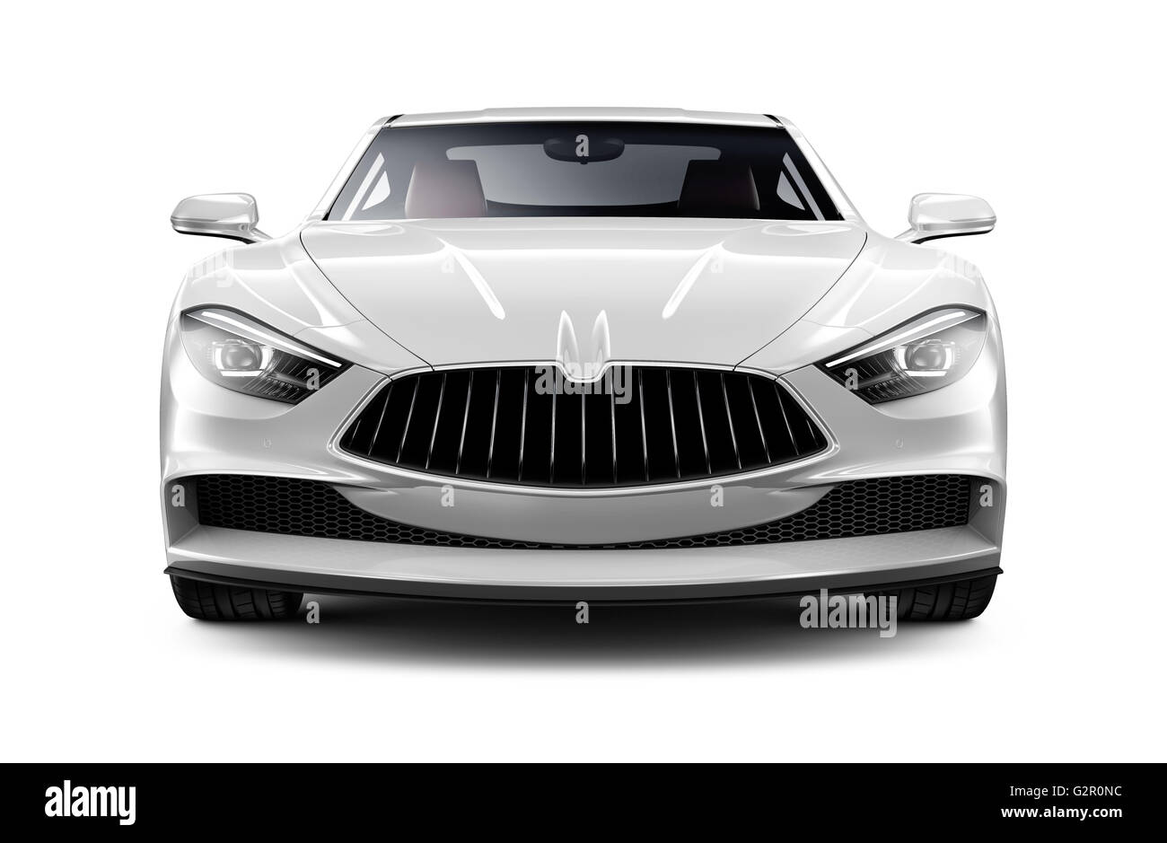 White sports generic car - front view Stock Photo