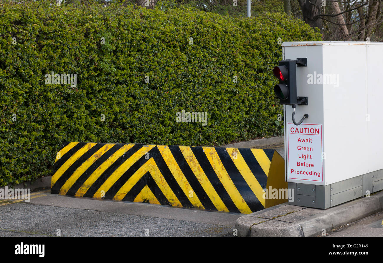 Automated car park security barrier. Stock Photo