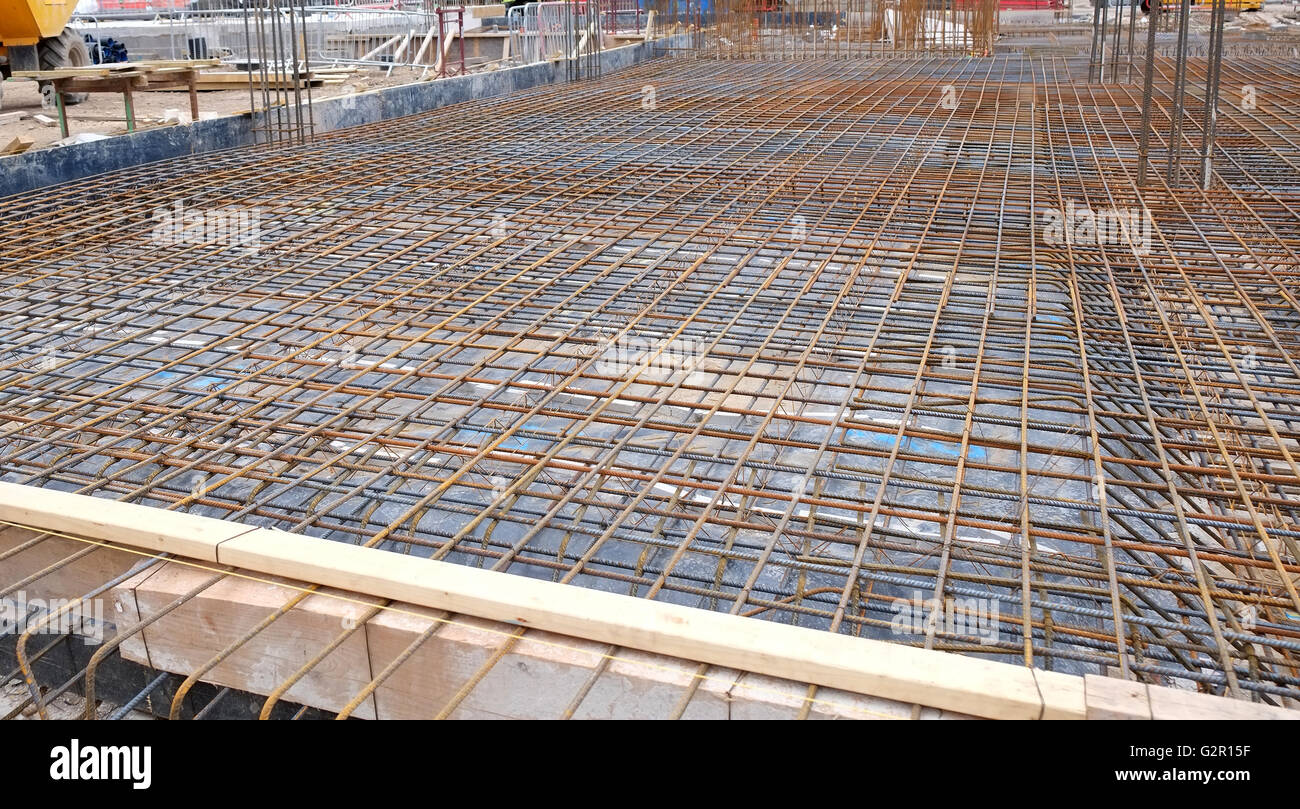 Construction site floor slab ready and waiting for concrete to be ...