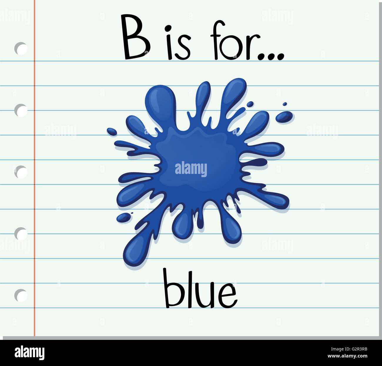 Flashcard letter B is for blue illustration Stock Vector