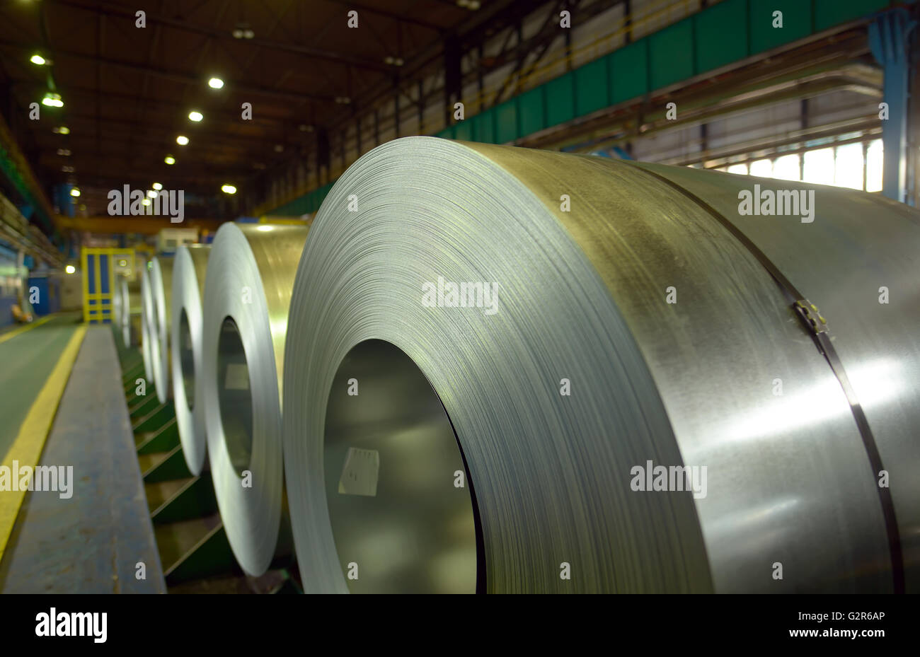 galvanized steel coil in steel plant Stock Photo