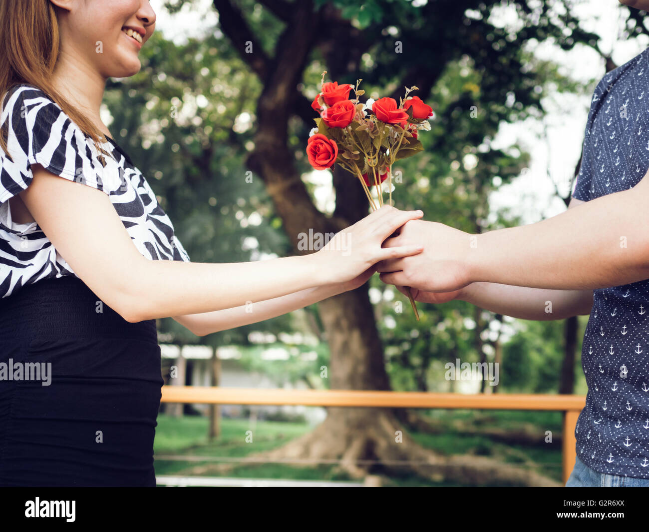 Man offering red roses hi-res stock photography and images - Alamy