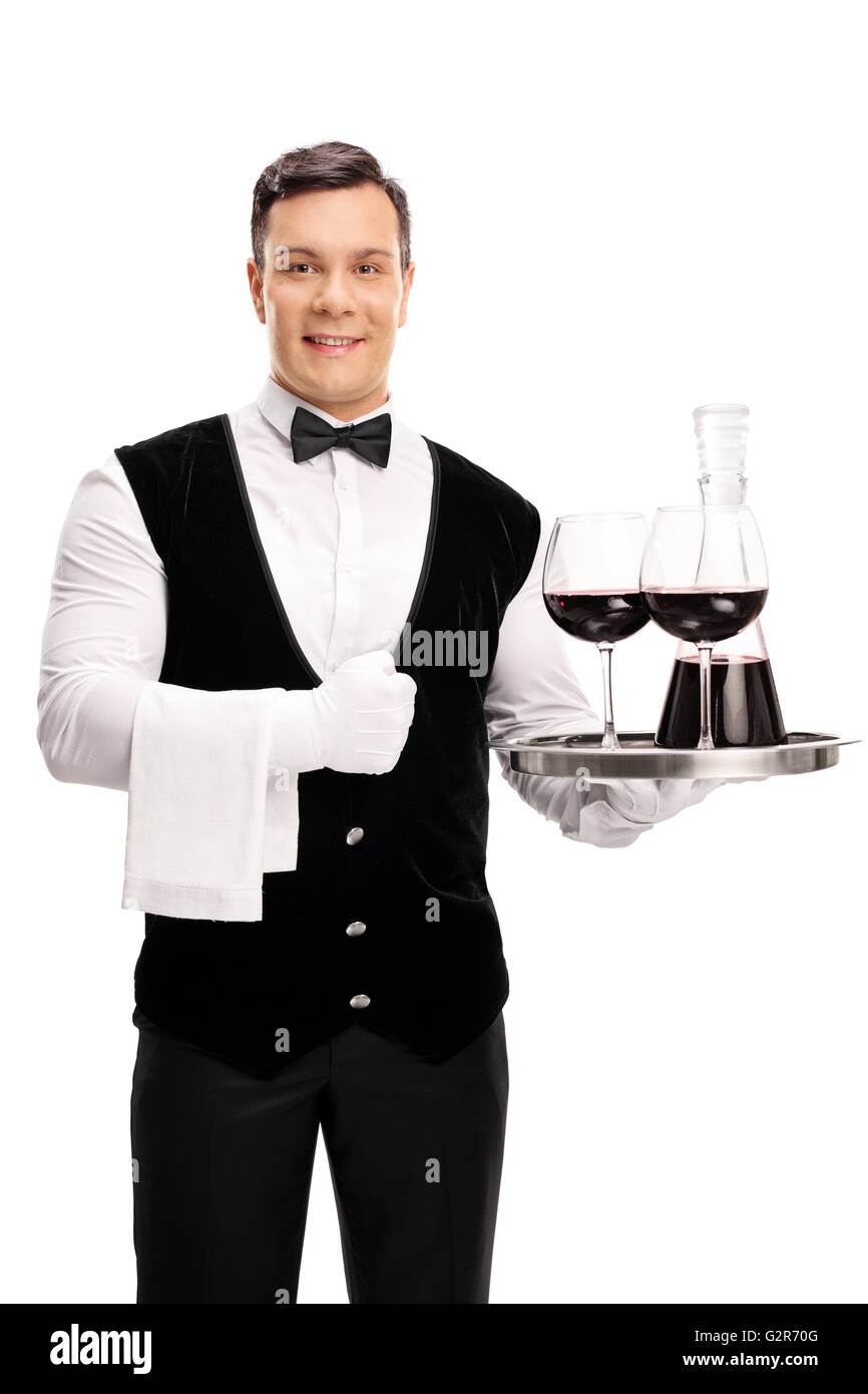Waiter holding tray wine glasses hi-res stock photography and images ...