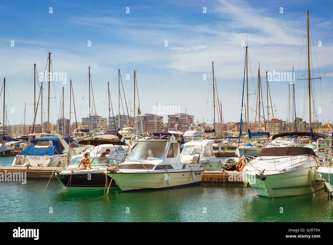 TORREVIEJA, SPAIN - SEPTEMBER 13, 2014: Puerto deportivo Marina Salinas
