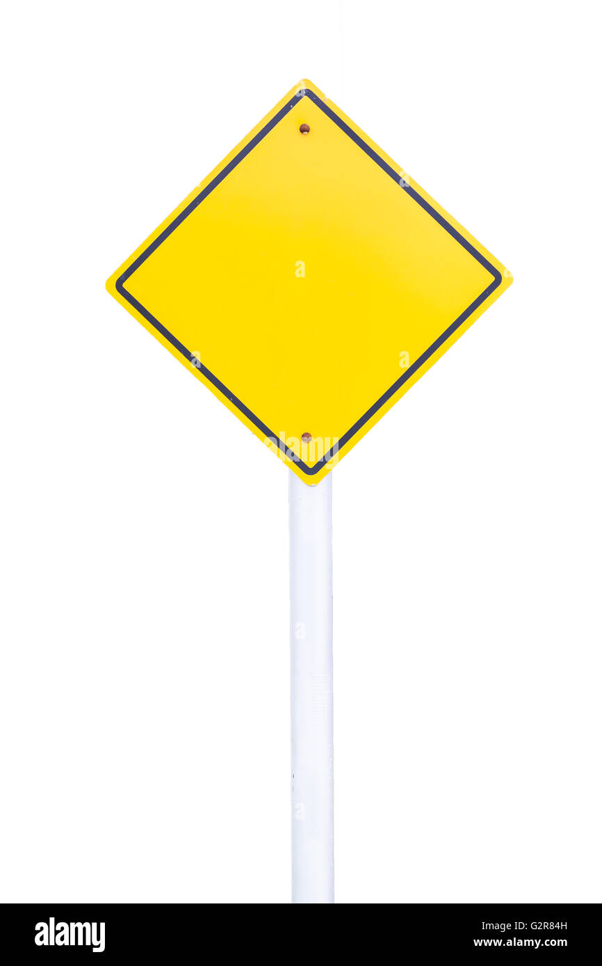 Blank yellow road signs isolated on white Stock Photo Alamy