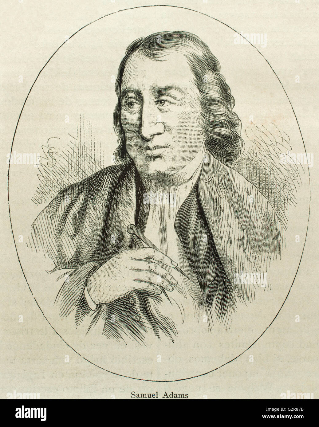 Samuel Adams (1722-1803). American statesman, political philosopher, and one of the Founding Fathers of the United States. Portrait. Engraving. Stock Photo