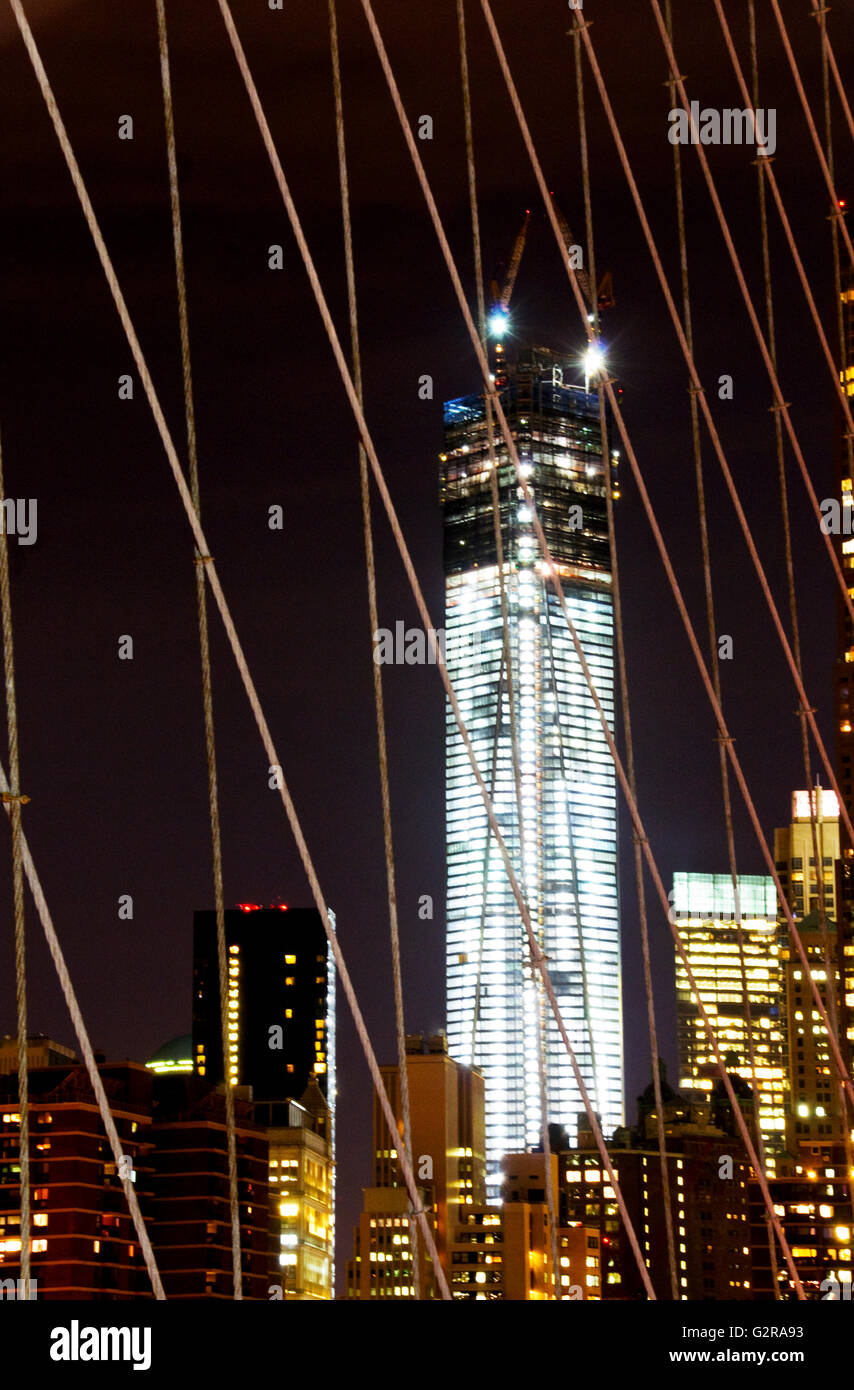 One World Trade Center, 1 WTC, Freedom Tower, Ground Zero, at night, Manhattan, New York City, New York, United States Stock Photo