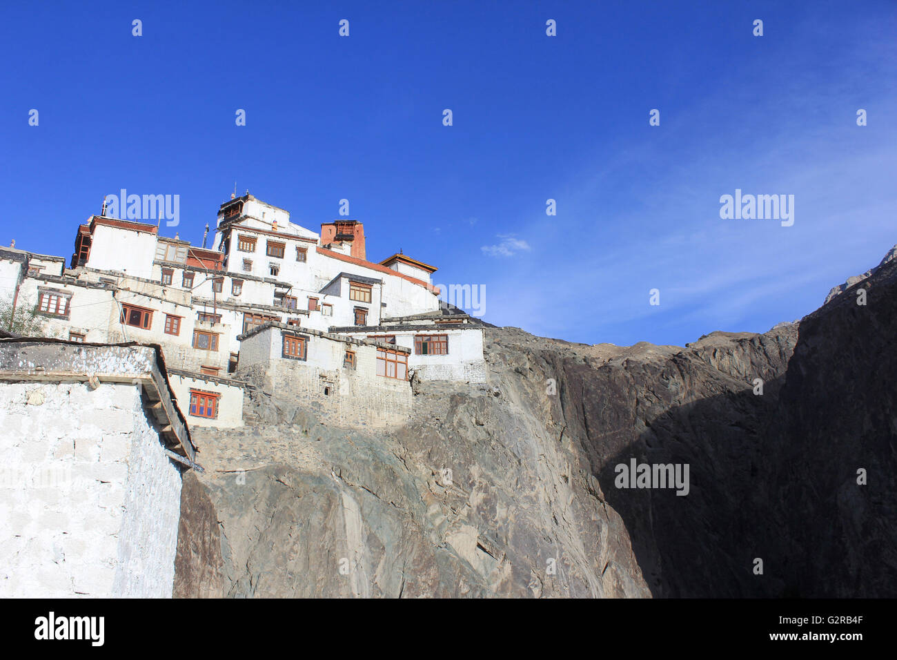 Diskit Monastery or Diskit Gompa is the oldest and largest Buddhist monastery. Nubra Valley of Ladakh, India. Stock Photo