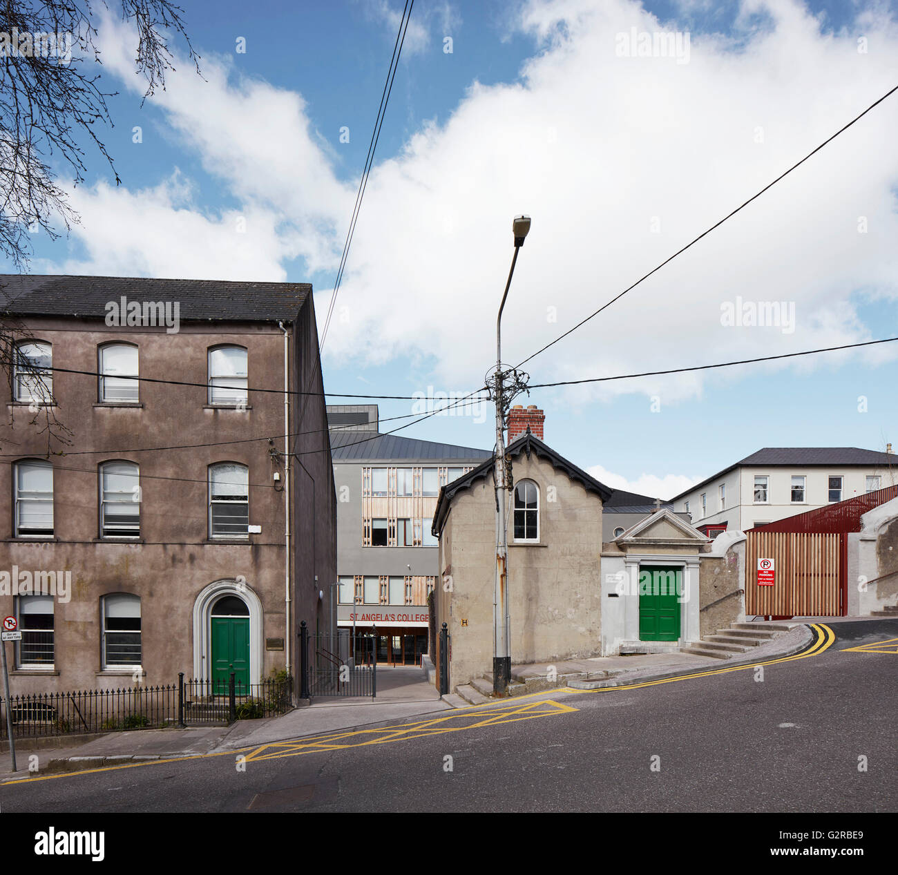 Front elevation towards main entrance with context. St Angela's College