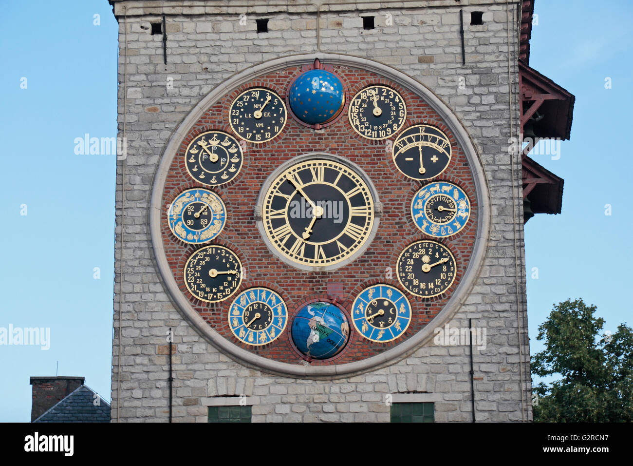 The clock on Zimmer tower (Zimmertoren also Cornelius tower) in Lier, Belgium. Stock Photo