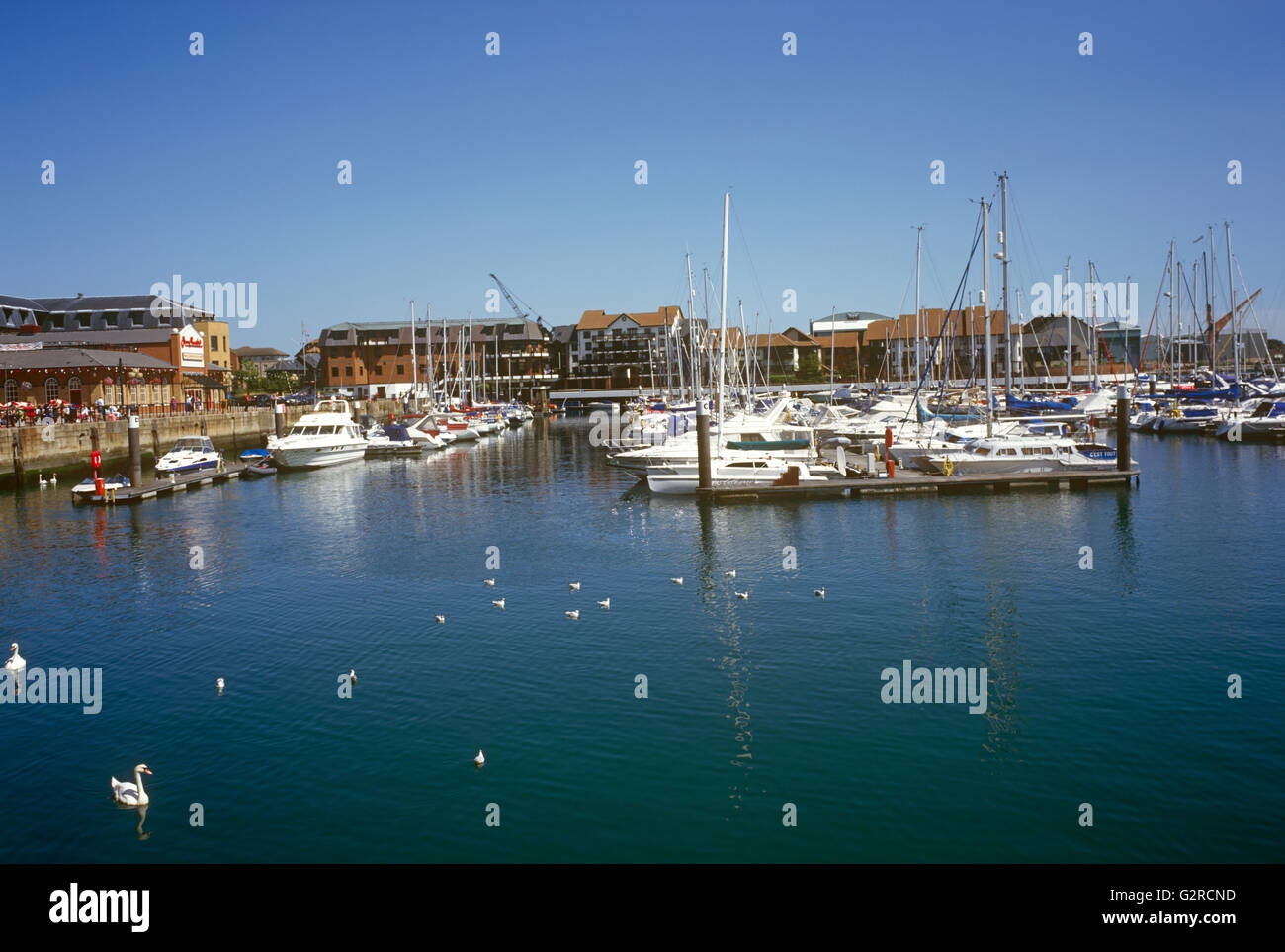 Docked ships on the water, outside Stock Photo