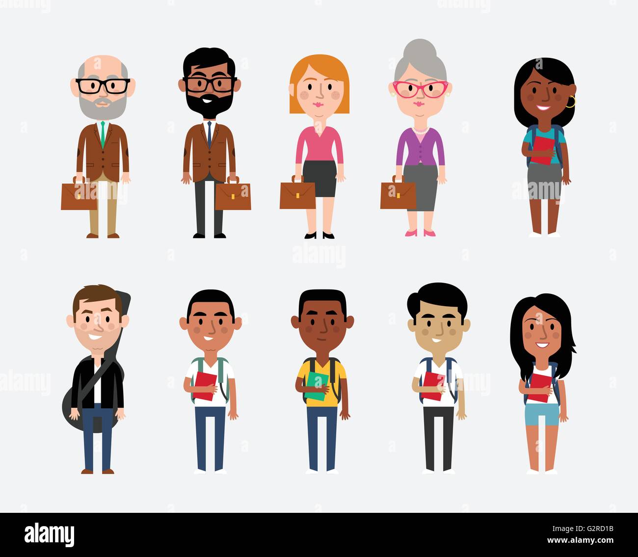 Character Illustrations Depicting Occupations In Education Stock Vector