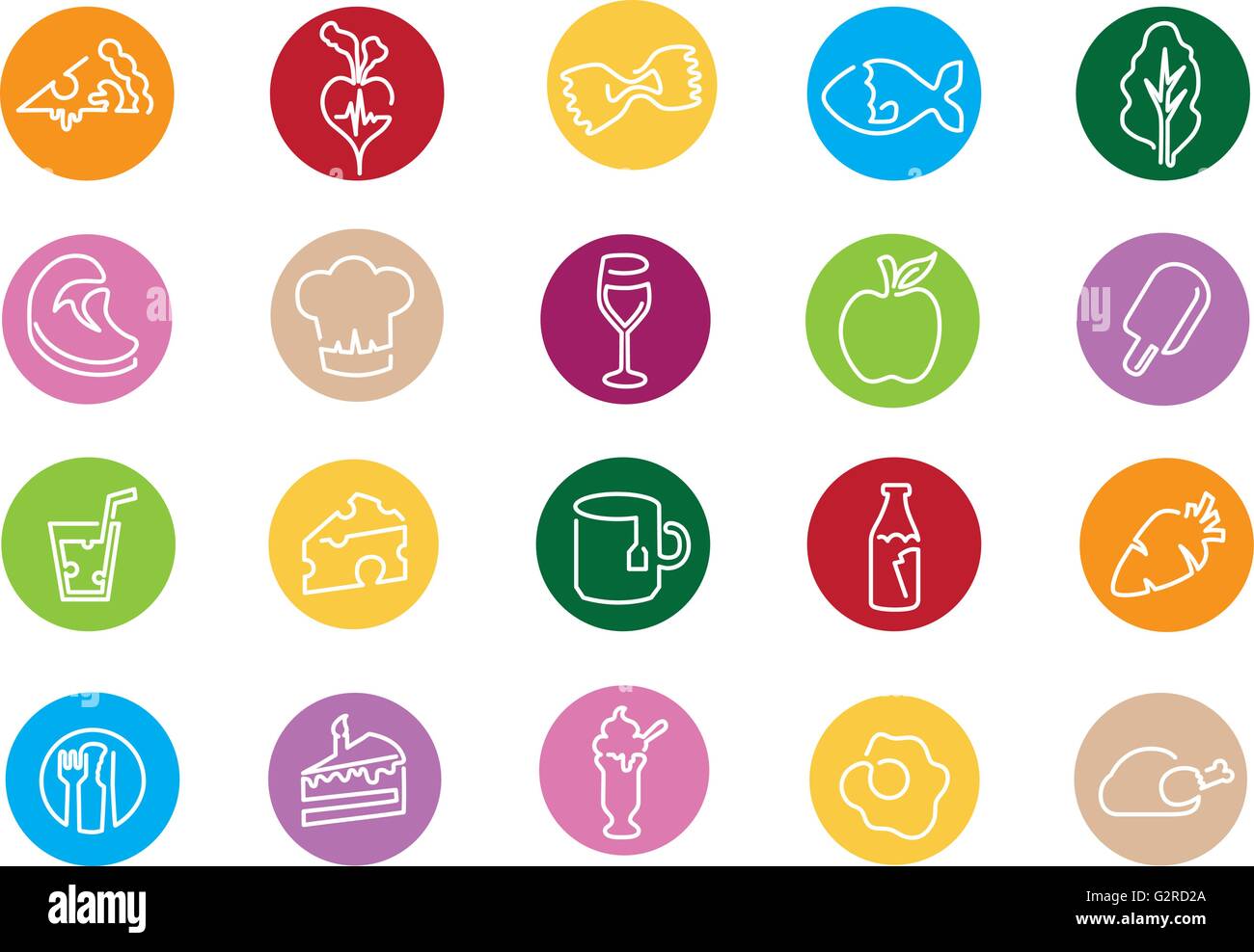 Illustration Of Icons Related To Food, Drink And Diet Stock Vector