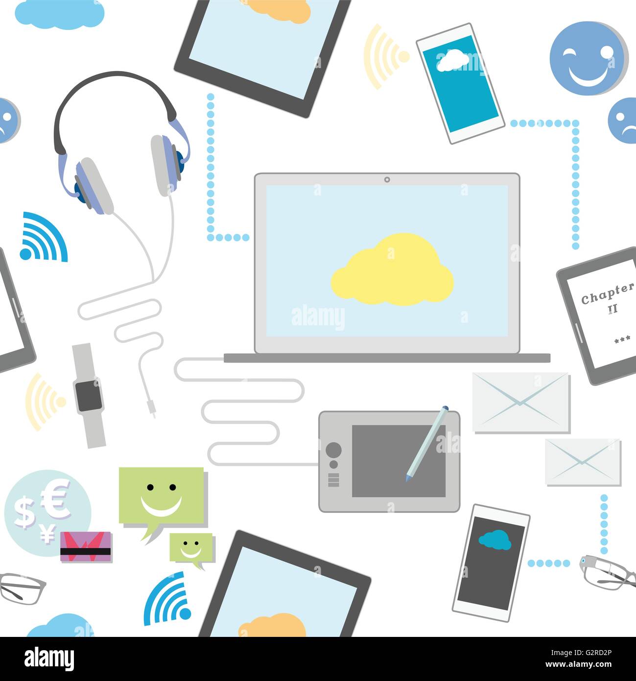 Tech Repeat Pattern Repeating Pattern Vector Illustration Of Communication Technology ...