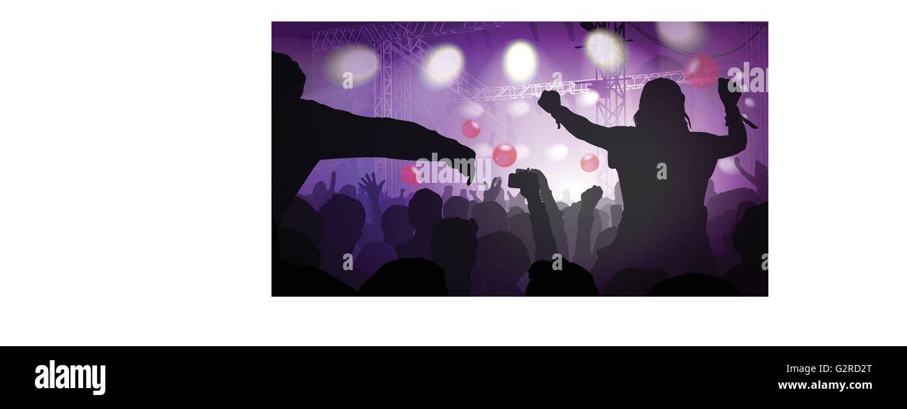 Vector Illustration Of Music Concert With Audience Stock Vector