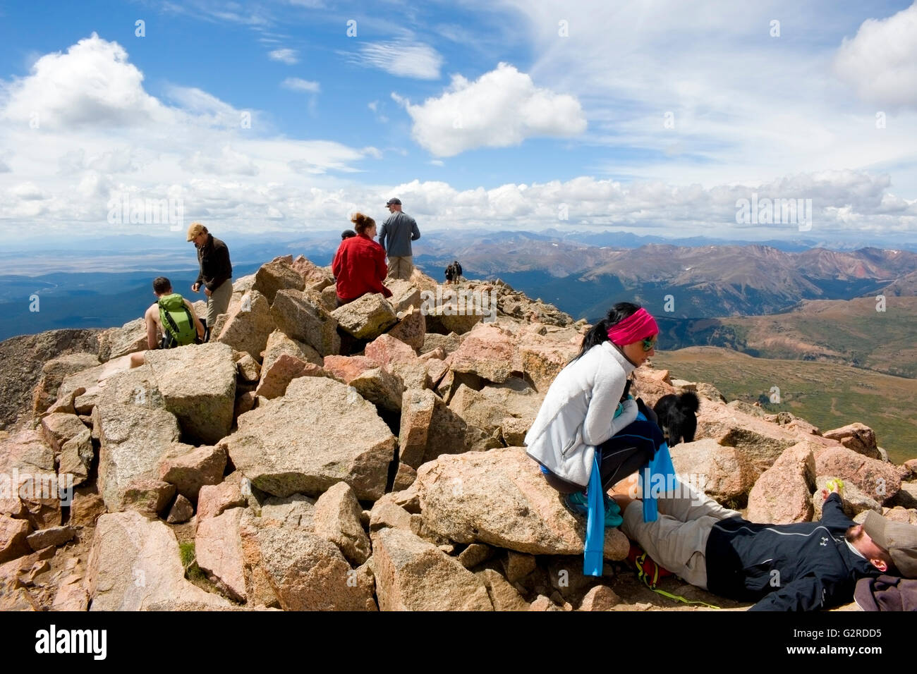 Hikers on the Mount Bierstadt Colorado Stock Photo