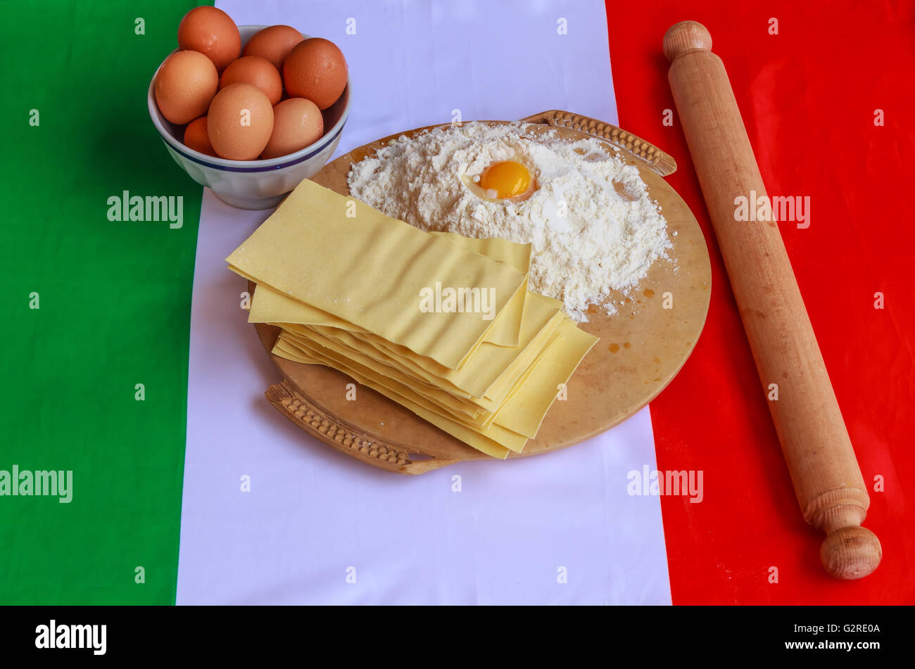 the basic ingredients of lasagna Stock Photo