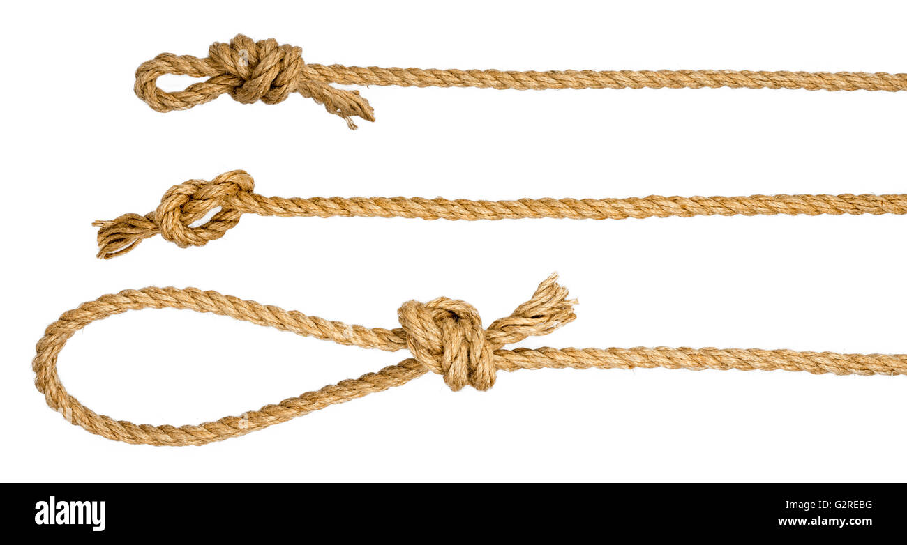 Rope loop and knots isolated on white background Stock Photo - Alamy