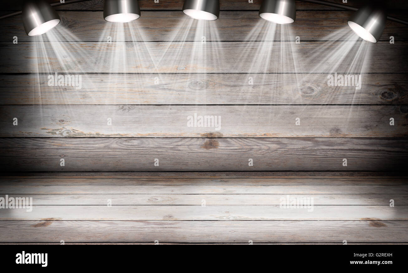 Illuminated empty concert stage with rays of light Stock Photo - Alamy