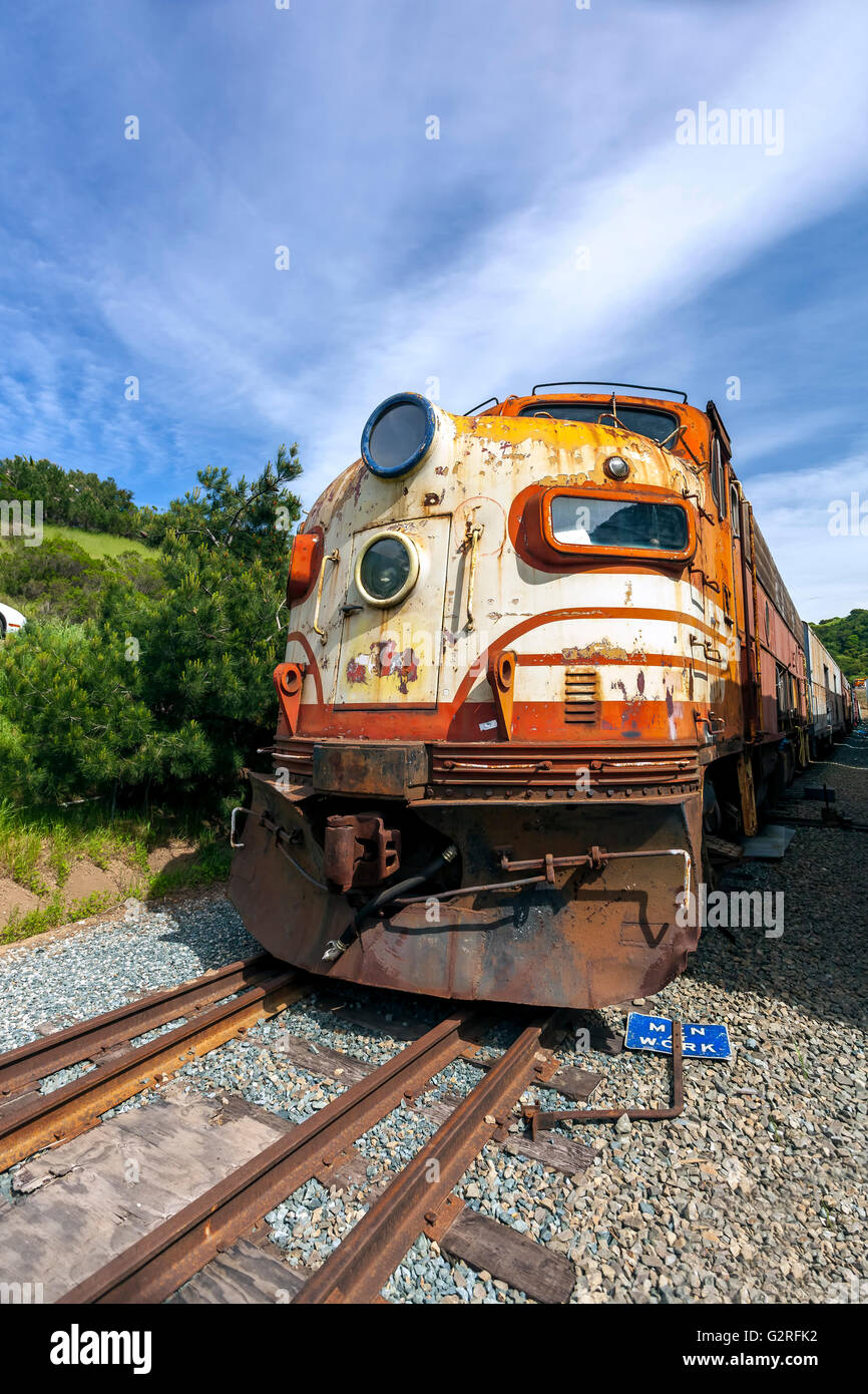 Nile Canyon Railroad yard in Niles, California. Stock Photo