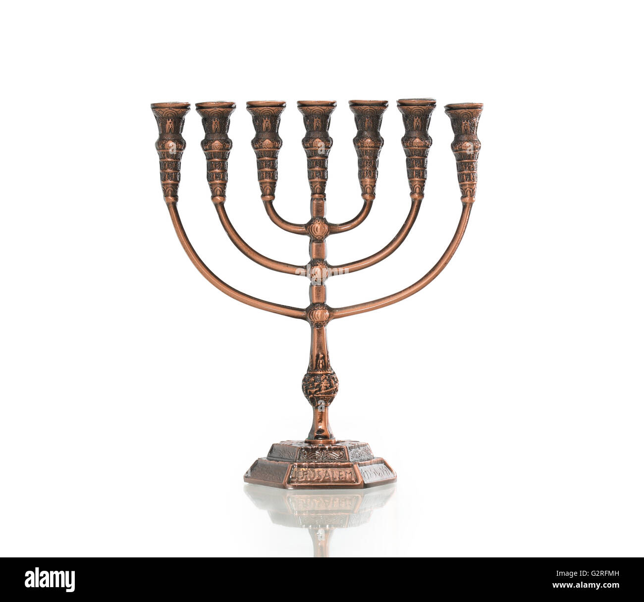 Traditional jewish menorah on white background. Clipping path is