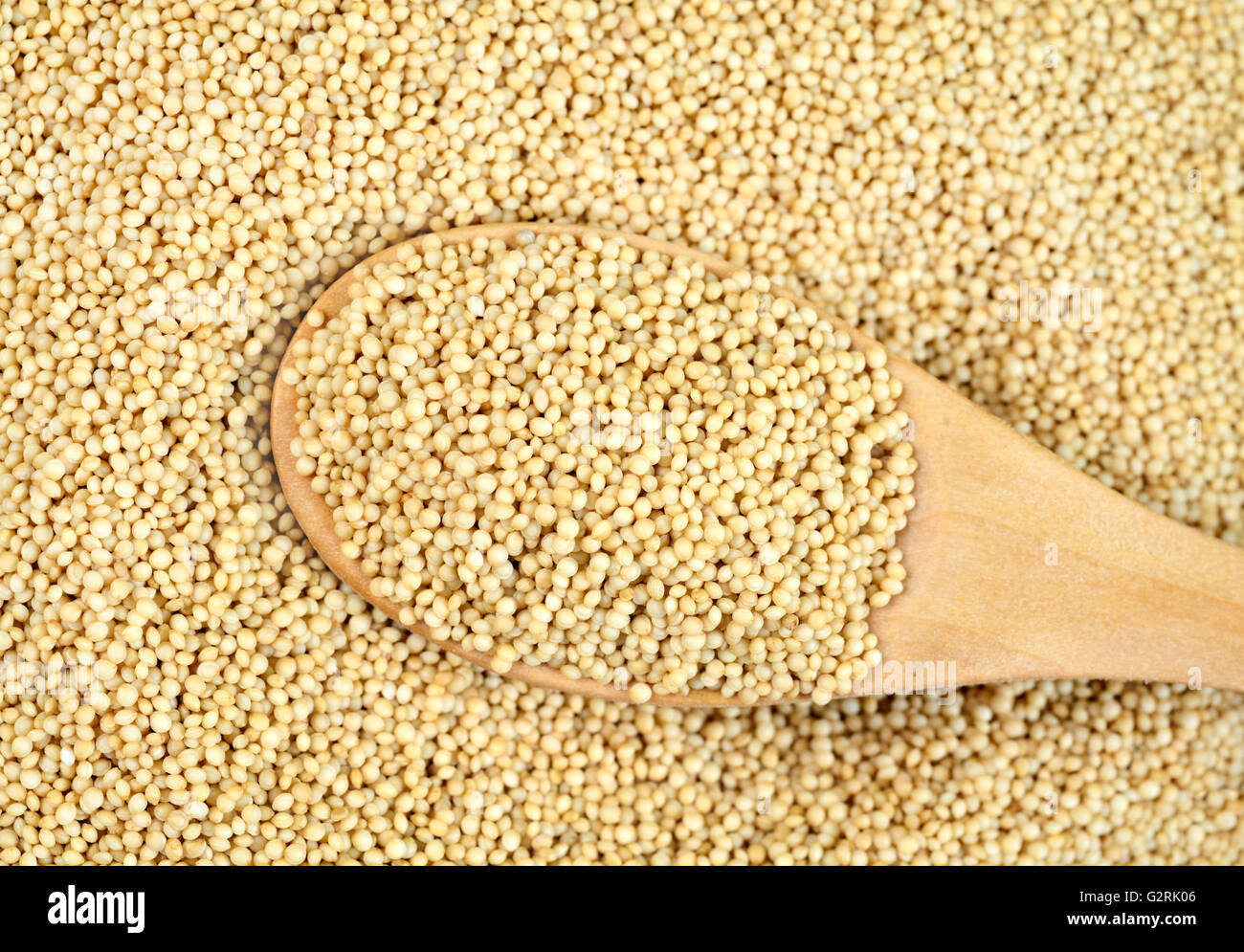 Amaranth seeds in a wooden spoon Stock Photo