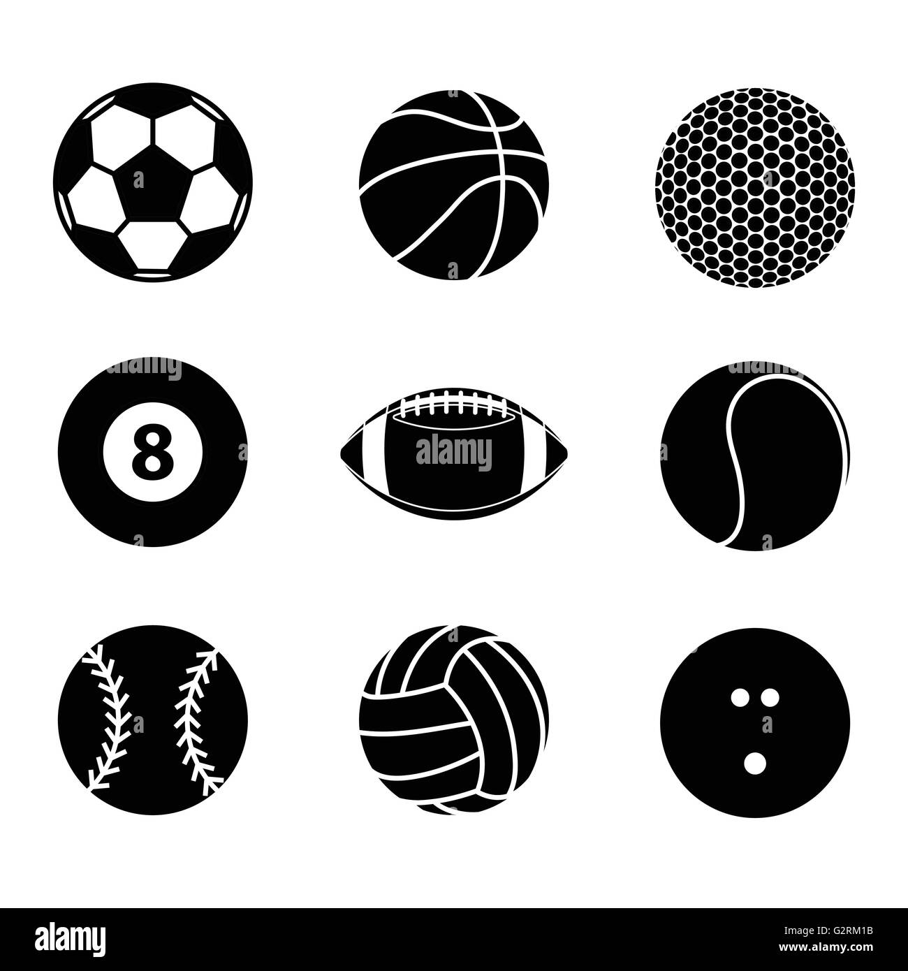 Collection of sport ball icon blank and white vector illustration Stock ...