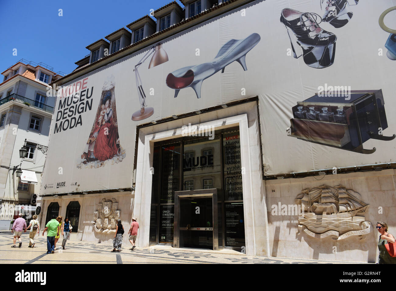 Mude- Museum of design MODA on Rua Augusta in the old city of Lisbon. Stock Photo