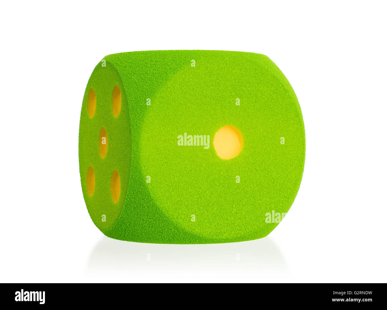 Large green foam dice isolated on white set 1 Stock Photo Alamy