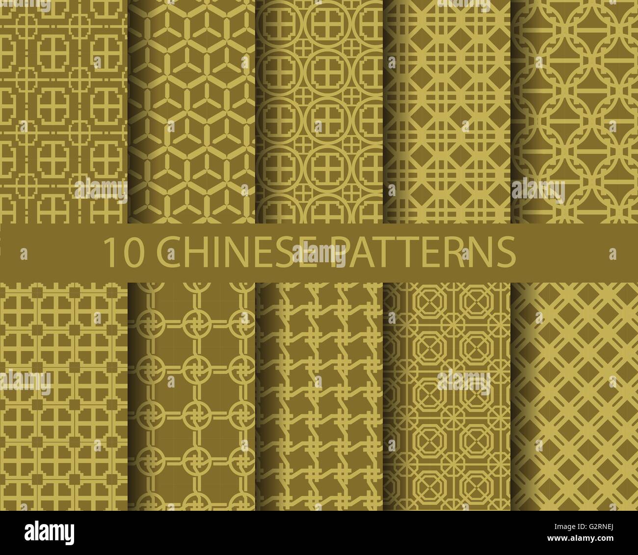 10 different chinese gold traditional patterns, Pattern Swatches