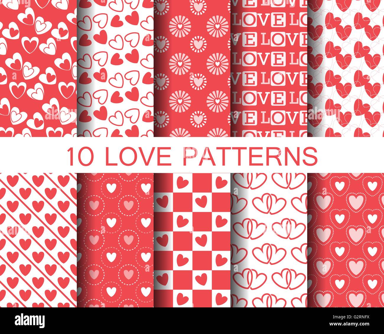set of Heart patterns, for valentines day, Pattern Swatches, vector, Endless texture can be used for wallpaper, pattern fills, w Stock Vector