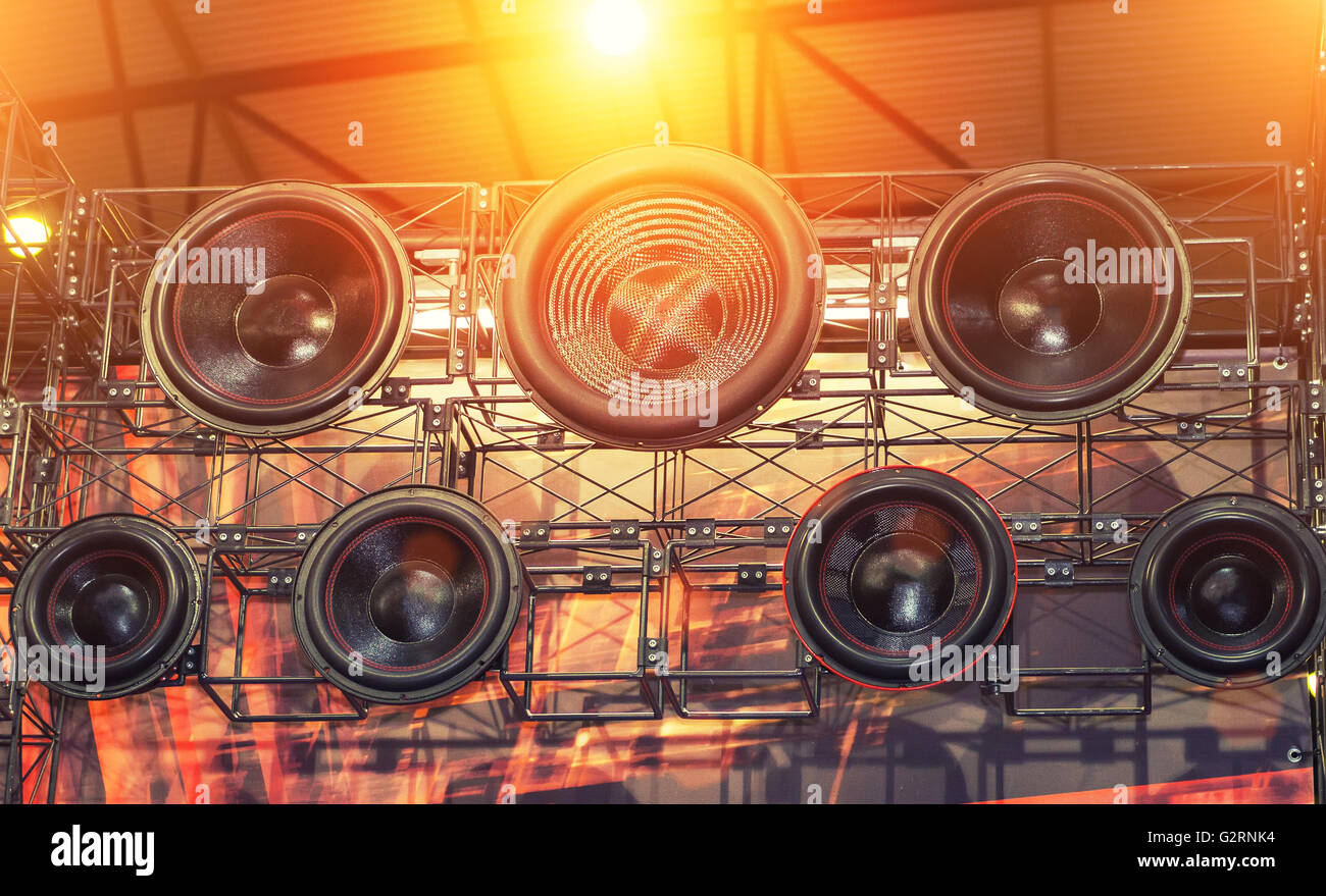 Sound speakers background Stock Photo Alamy