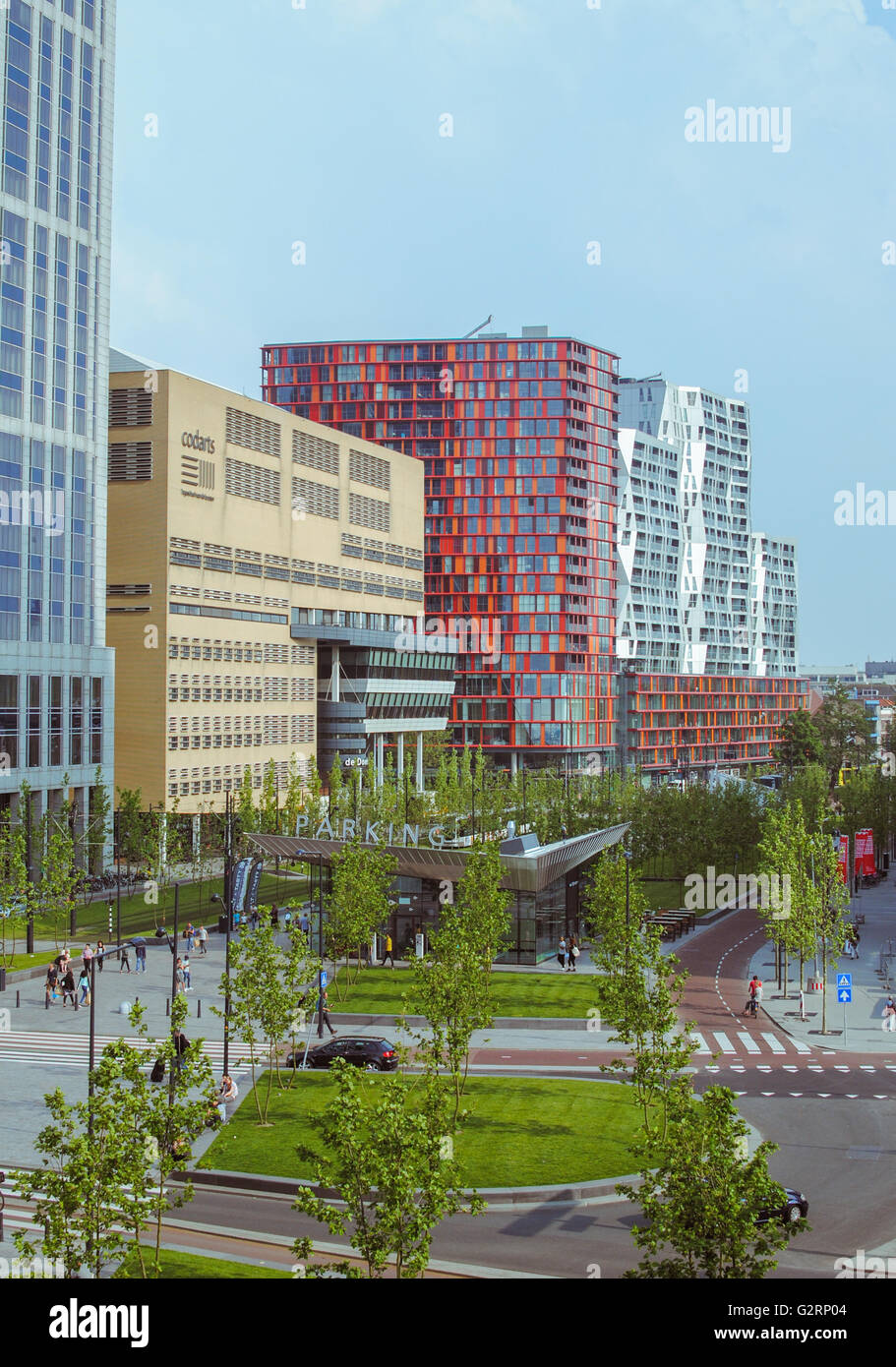 Modern buildings of business center. Rotterdam - Netherlands. Stock Photo